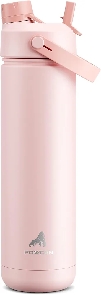 26 oz Insulated Water Bottle with 2-in-1 Straw and Spout Lid, Keep Cold 24H, Leak-Proof, Fits in Car Cup Holder, Stainless Steel Water Bottle for Sports, Travel, and School (Cotton Candy)