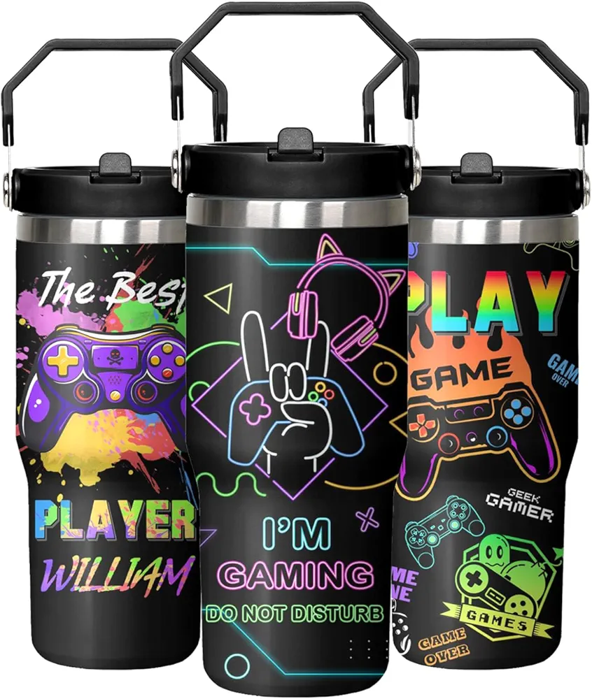 Gamer Tumbler 30oz,Game Lovers Gifts,Gifts for Men Teen Boys Boyfriend, Funny Birthday Gift for Game Lover,Gamer Girl Gifts, Gifts for Game Lovers Stainless Steel Tumbler with Handle