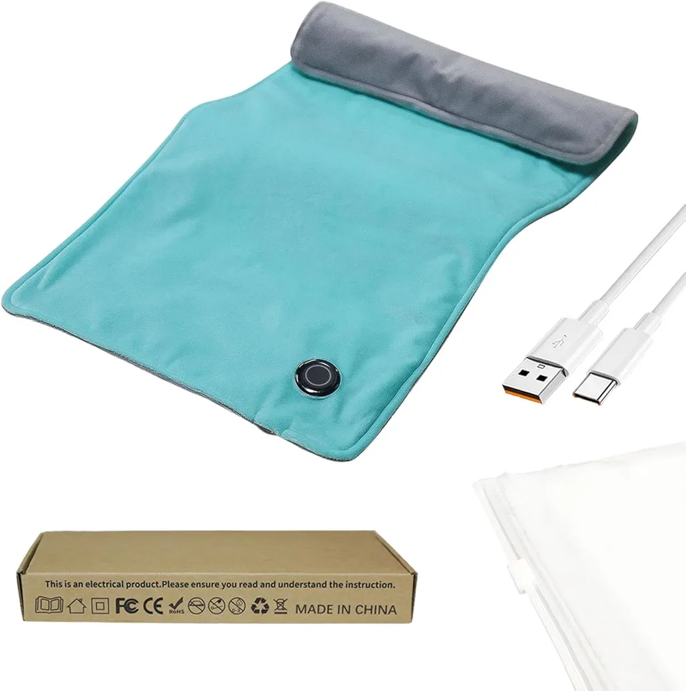 Electric Heating Pad, Portable Travel USB Heating Pad for Car Airplane, 5V Graphene Heated Cushion 3 Heat Settings & Auto Shut Off, 45-55℃ Heated Blanket for Neck, Back, Shoulders, Abdomen (Green)