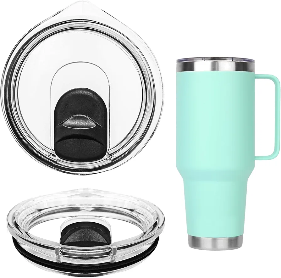2 Pack Tumbler Lids for YETI, Replacement Lids Compatible with YETI 35/42 oz Tumbler with Handle, 30 oz Travel Mug, 26 oz Straw Cup, 14 oz Mug, BPA Free Cup Lids with Magnetic Slider Switch