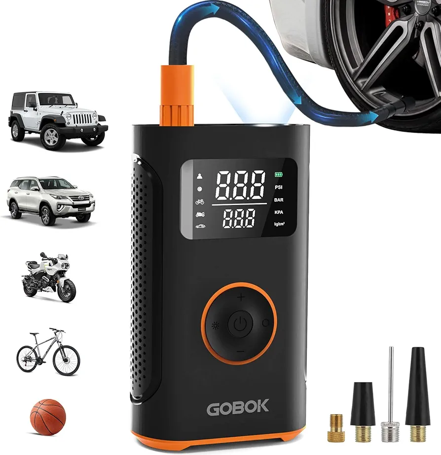 Tire Inflator Portable Air Compressor with 20000mAh Battery,160PSI Cordless Air Pump Portable,6X Fast Portable Tire Inflator for Car,Used for Bike Tire,Motorcycle,Basketball and More