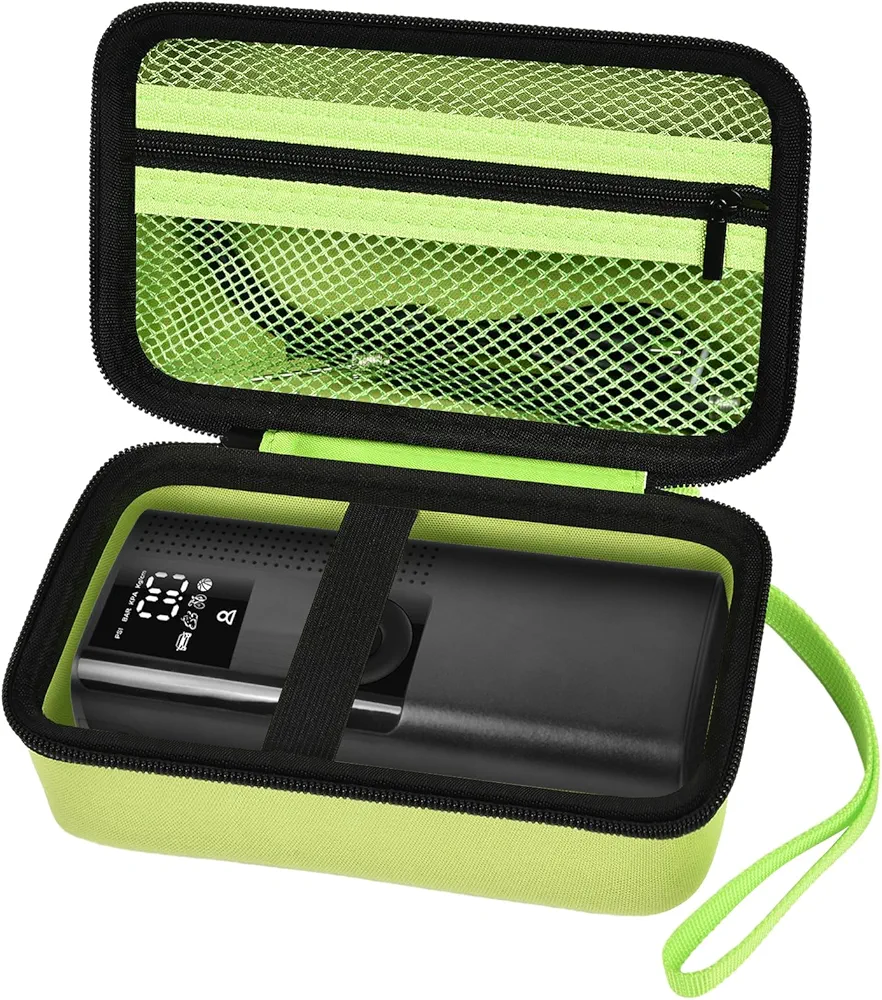 Case Compatible with Skight/for Frarome/for ZGZUXO/for ILTIDE/for LOLSSA/for Fanttik X8 Tire Inflator Portable Air Compressor, Carrying Storage Bag for Adaptor and Other Accessories - Green