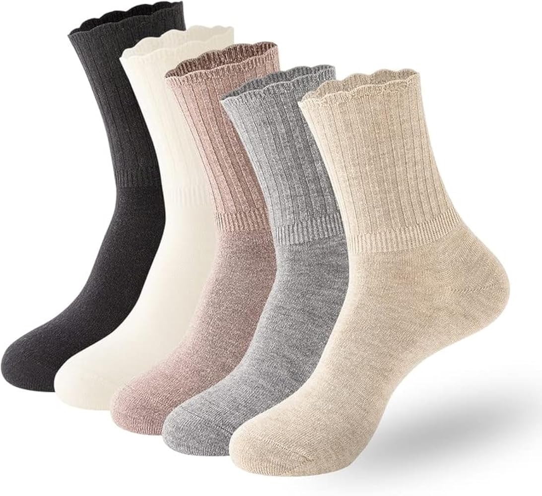 PADFOM Women Thin Cashmere Socks, Soft Socks Women Above Crew Socks 5 Pairs Size 5-9