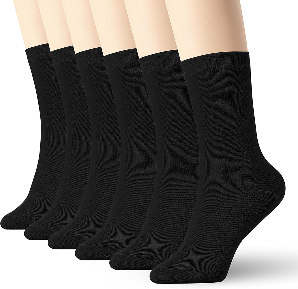K-LORRA Women Men Casual Cotton Socks Black White Grey 6 Pack