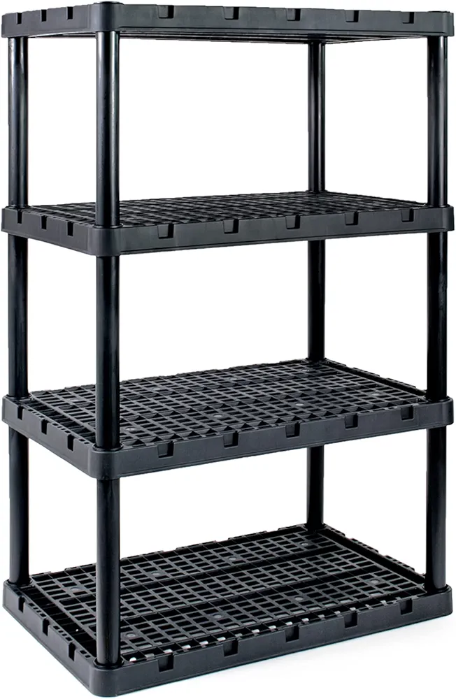 Gracious Living XL Storage Shelving, Heavy-Duty Knect-A-Shelf, 4 Shelves, Black