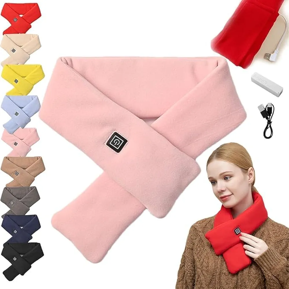 Brylony Electric Heating Scarf,Intelligent Electric Heating Scarf,Sigmakin Heating Scarf,USB Charging Heated Neck Wrap,Portable Neck Warmer for Women Men,Neck Heating Pad for Pain Relief (Pink)