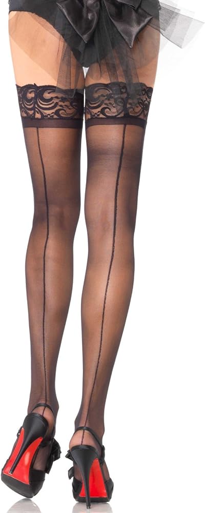 Leg Avenue Women's OS Corset Lace Top Cuban Heel Backseam Stockings