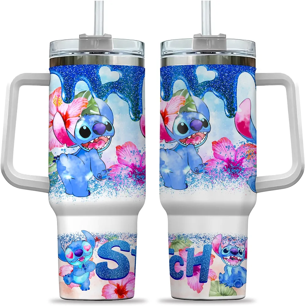 Pure's Designs Stich Tumbler for Adults, Stich Cups for Girls, Stich Gifts, Stich Drinking Cup, Vaso De Stich, Stich Coffee Travel Mug, Stich Cups Kids, Stich Cups for Adults, Stich Tumblers 40oz