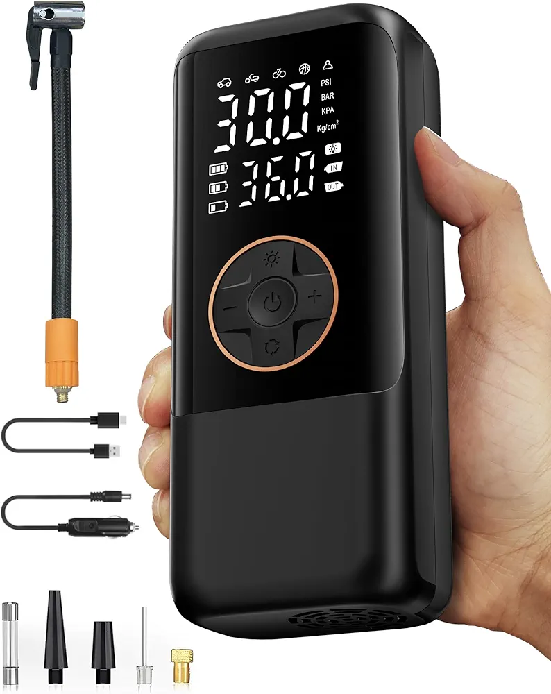 Tire Inflator Portable Air Compressor, 150PSI Air Pump for Car Tires, Bike Pump