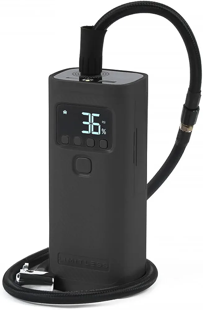Limitless AirPro 150 PSI Portable Air Compressor Pump with Digital Display, 4,000mAh Power Bank, LED Flashlight, Auto Shut-Off & Adapters for Car/Bike Tires, Sports Balls, and Pool Inflatables
