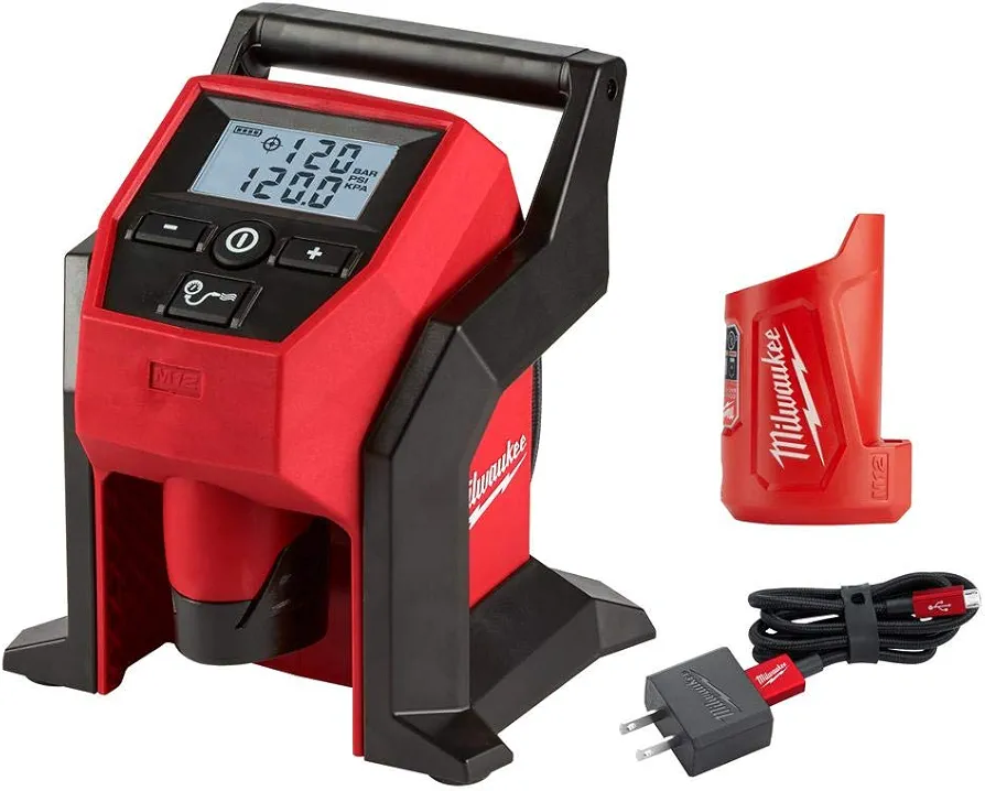 Milwaukee 2475-20T M12 12-Volt Lithium-Ion Cordless Inflator Kit with 2.0 Ah Battery and Travel Charger