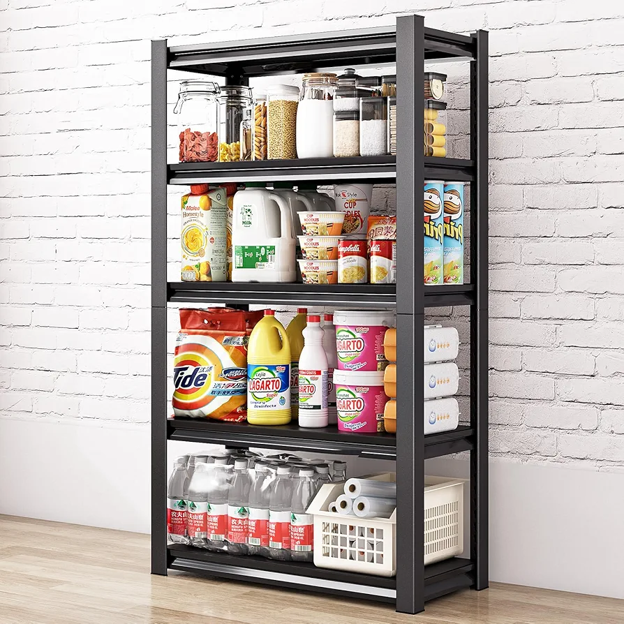 40in Wide Garage Shelving Heavy Duty，2500lbs Large Loads Adjustable Garage Storage Shelves,All Metal Storage Racks and Utility Rack Shelves, 40”W x 18”D x 72”H (Black)