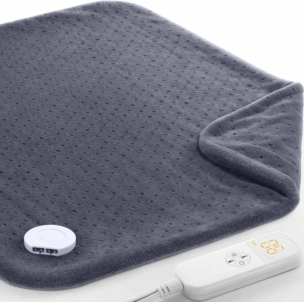 Heating Pad for Back Pain & Cramps, 24"x 20" Electric Heating Pad for Shoulder, Neck, Cramp, Menstrual Pain, Christmas Gifts for Women Men Mom Dad, Auto-Off, Machine Washable, Moist/Dry Heat pad, Gray