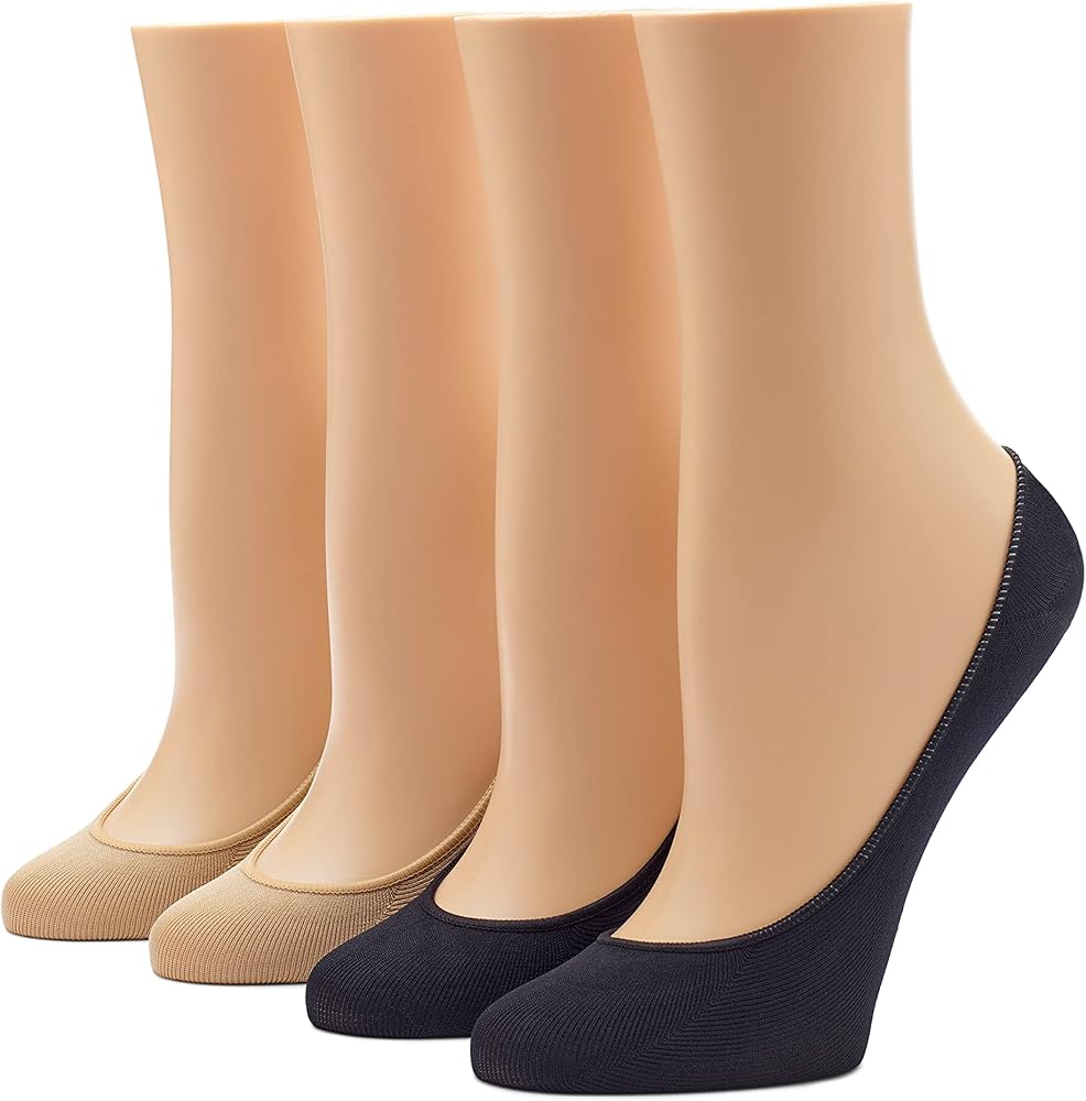 HUE Women's Hidden Sock Liners, 4 Pair Pack