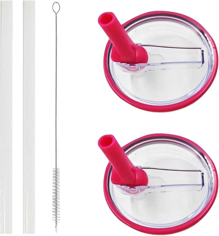 2025 New Hot Pink 30 oz Tumbler Flip Straw Lid Replacement Compatible with Stanley Quencher Tumbler Cup, 2 PCS Leak-Proof Compatible with Stanley 30 oz Spill Proof Lid Compatible with Hydrojug