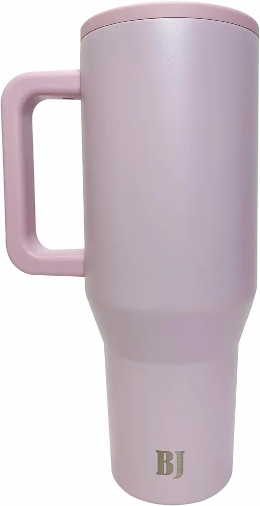 BestJenara 30oz/40oz Tumbler with Handle & Leak-proof Simple Flip Straw Lid, Stainless Steel Double Wall Coffee Mug for Home and Office, Car Cup Holder Friendly… (Lilac, 40 oz)