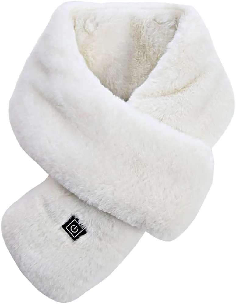 TopHomer Heated Scarf Rechargeable,Electric Heating Pad Blanket Shawl Neck Wrap 3-Level Heated Adjustments Warmer USB Graphene Intelligent Self Warming Winter Portable Scarves, White