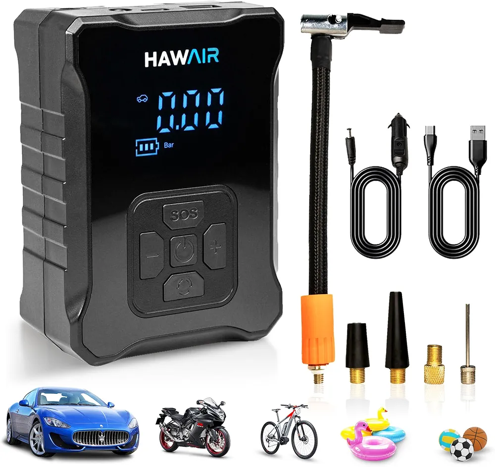 Portable Tire Inflator Air Pump for Car Tires - Tire Inflator Portable Air Compressor, Cordless/Corded Dual Use - Air Compressor Portable Inflator for Pool Floats, Air Mattress
