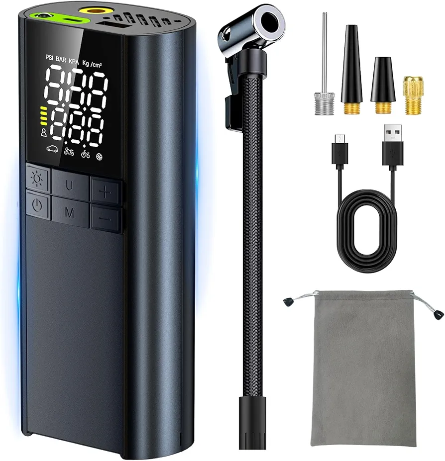 Tire Inflator Portable Air Compressor,150PSI Cordless Air Pump, 8000mAh Battery, 3X Faster Smart Electric Air Pump, Digital Pressure Detection Auto Shut-Off for Car Bike Motorcycle Ball Tire Air Pump