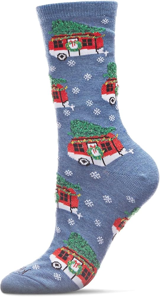 MeMoi Women's Festive Campers Holiday Crew Socks