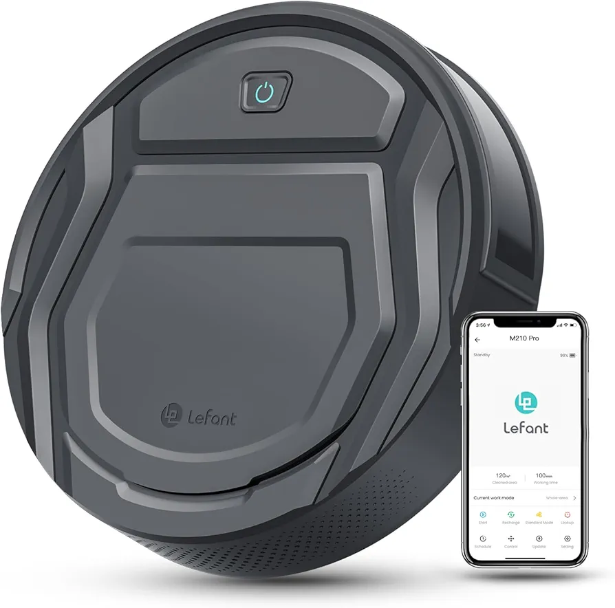 Lefant M210 Pro Robot Vacuum, 2200Pa Strong Suction, WiFi/APP/Alexa, 120 Min Runtime, Self-Charging Robotic Vacuum Cleaner, Slim, Quiet, 6 Cleaning Modes Ideal for Pet Hair, Hard Floors