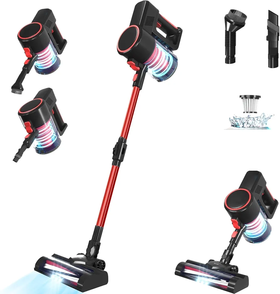 Cordless Stick Vacuum Cleaner - Powerful Suction Rechargeable 2000mAh Battery 40Min Runtime Handheld Vacuum Cleaner for Home 4 in 1 Lightweight Portable Vacuum for Floor Carpet Pet Hair