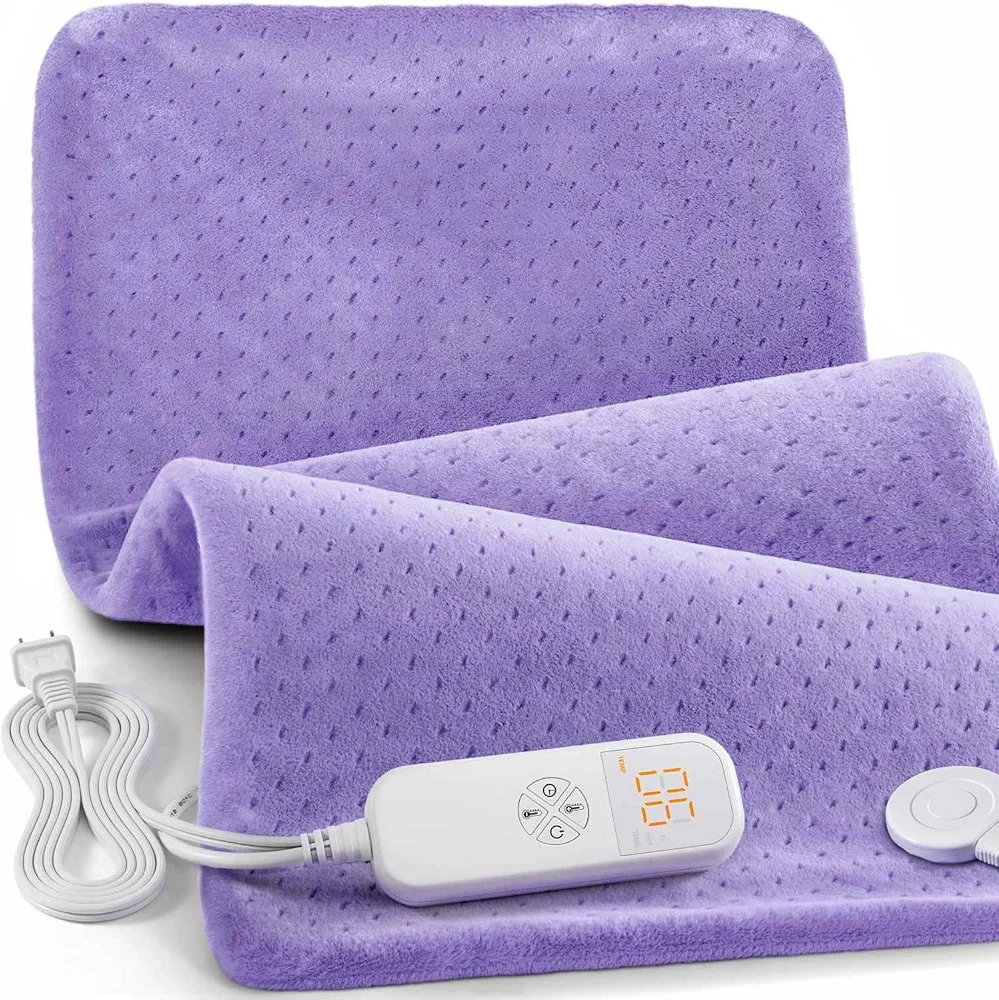 Heating Pad for Back Pain Relief, 33"x17" Electric Heating Pad for Shoulder, Neck, Cramp, Menstrual Pain, Christmas Gifts for Women Men Mom Dad-6 Heat Settings and Auto-Off, Moist/Dry Heat pad, Purple