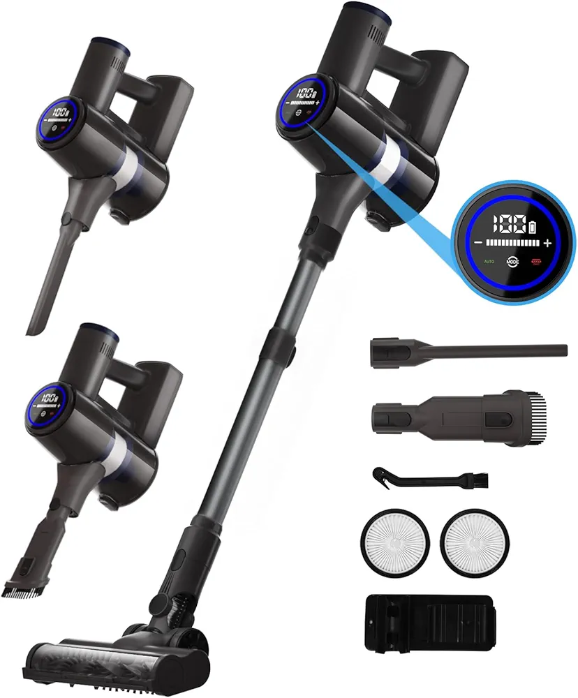 Cordless Vacuum Cleaner 28KPA, Stick Vacuum Cleaner Cordless with 7 Power Modes, 50 Mins RunTime Vacuum Cleaners for Home Hardwood Floor and Carpet, Pet Hair