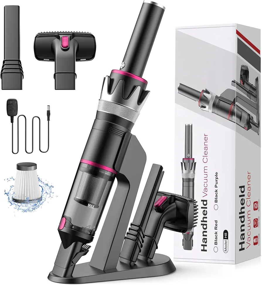 Handheld Vacuum Cordless, 8K Pa Powerful Portable Vacuum for Car, Rechargeable 4-in-1 Mini Cleaner with 2-Speed for Home, Office and Pet Hair
