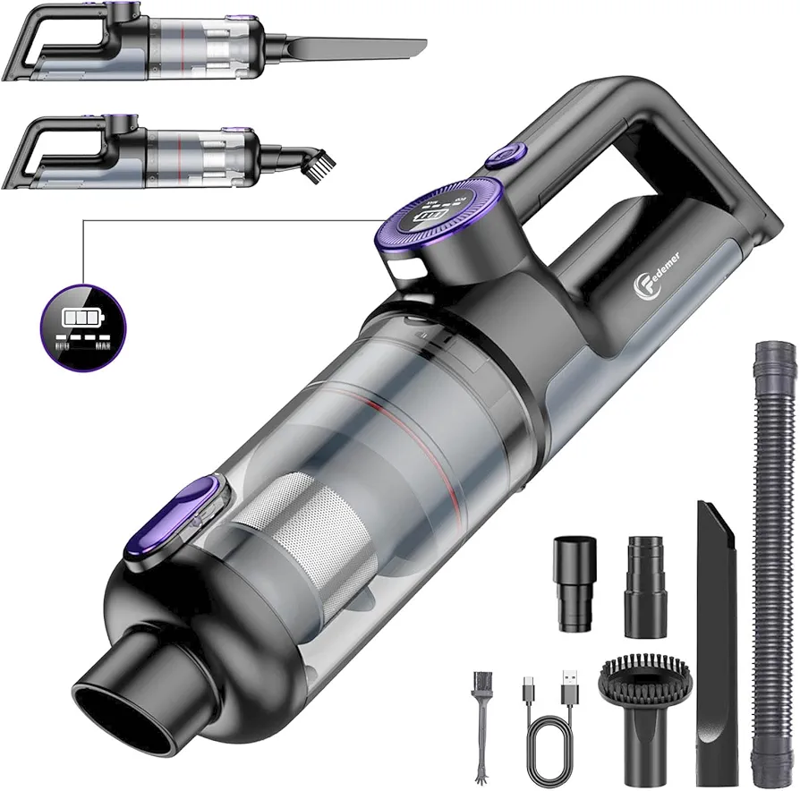 Hand held Vacuum Cleaner, 14000PA Powerful Suction Hand Vacuum Cordless Cordless Rechargeable Vacuum, for Car Home Office Cleaning with LED Light