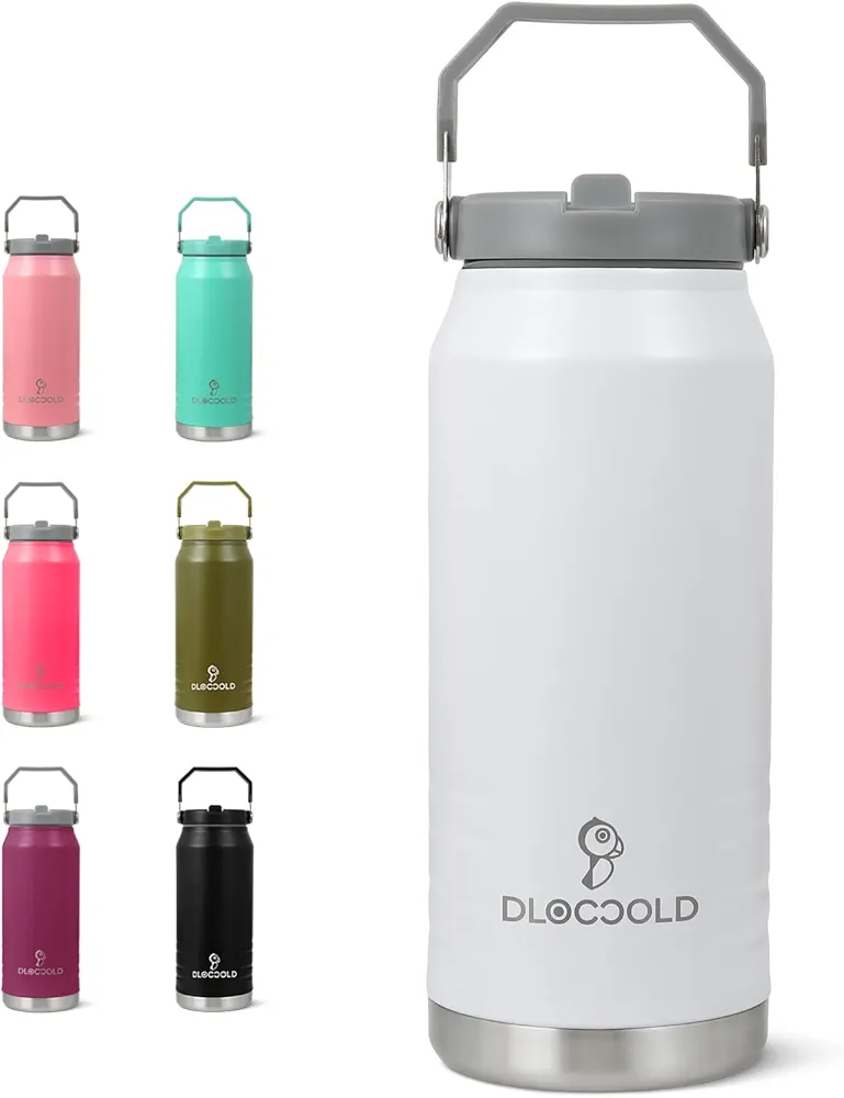 DLOCCOLD 50 oz Tumbler with Flip Straw & Handle,Stainless Steel Leakproof Tumbler,Double Walled Insulated Water Bottle,Reusable Mug, Portable Mug Home, Office, Outdoor