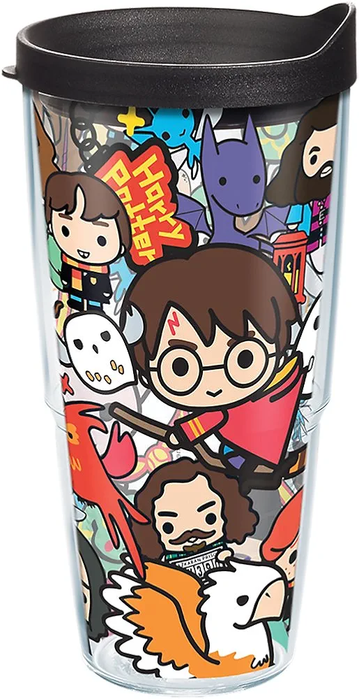 Tervis Harry Potter - Group Charms Tumbler with Wrap and Black Lid 24oz, Clear