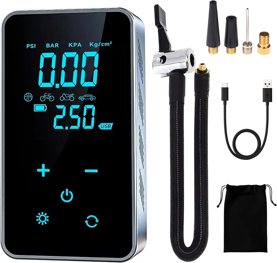 Genco Performance Automatic Portable Air Compressor, 18000mAh Cordless Tire Inflator with Digital Pressure Gauge, 150 PSI for Car, Motorcycle, Bikes, Balls, and More, Black