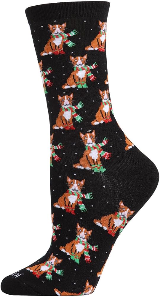 MeMoi Women's Cozy Cat Holiday Crew Socks