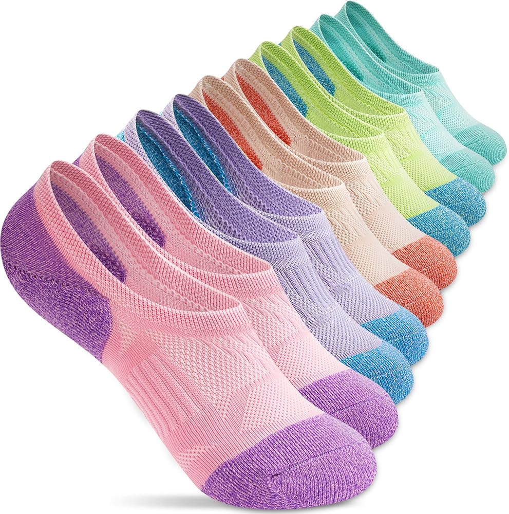 Gonii No Show Socks Womens Athletic Compression Running Low Cut Cushioned Socks 5 Pairs