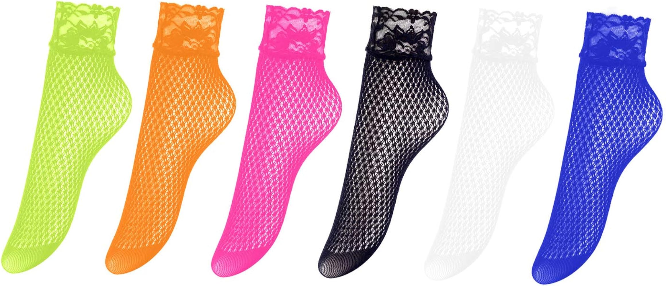 Tvoip 6 Pairs Multicolor Vintage Lace Women Socks Streetwear Party Dress Socks Elegant Ladies Hollow Out Sexy Ankle Short Fishnet Sock Calcetines Mujer