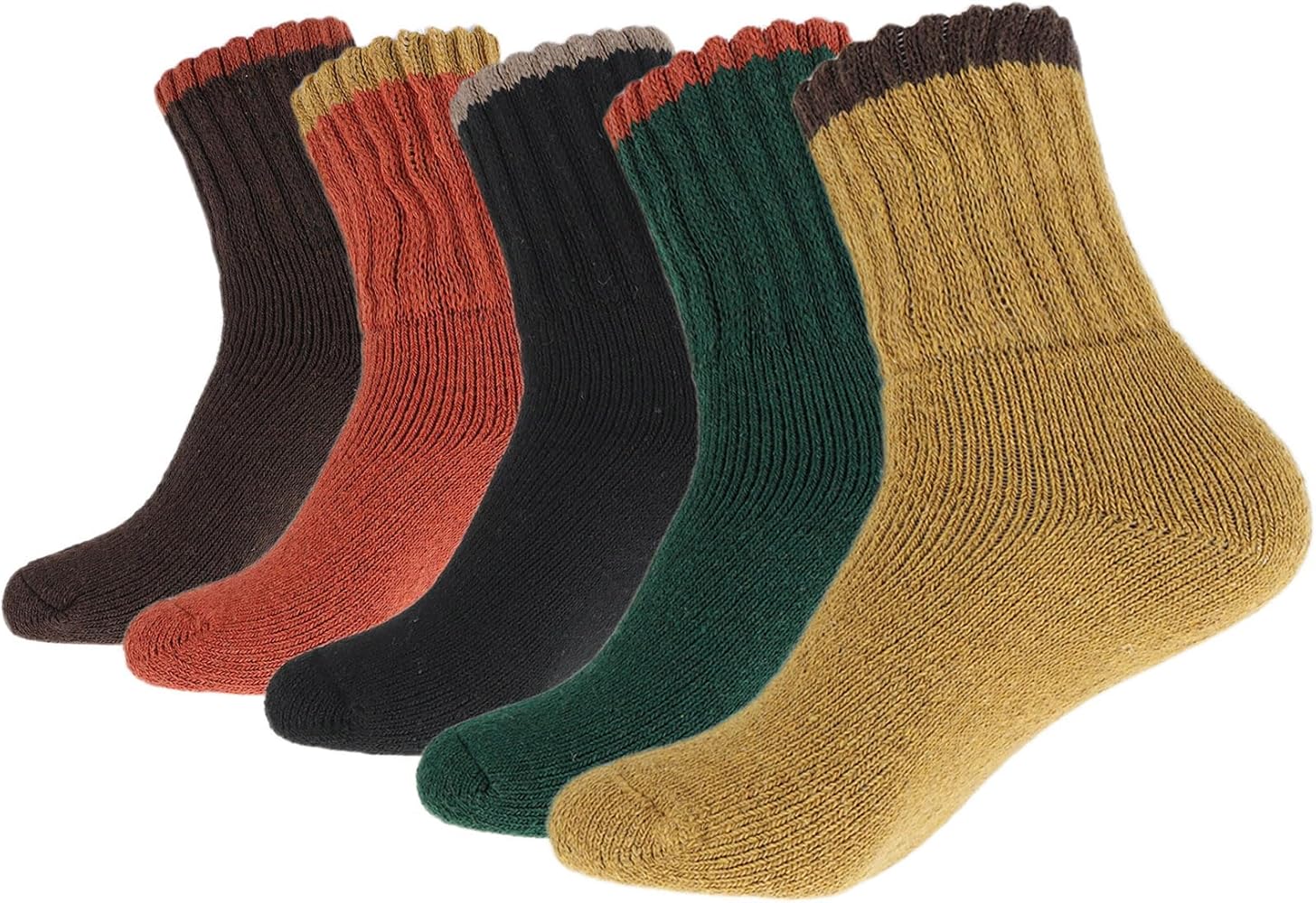 ATHX 5 Pairs Women's Wool Socks Soft Warm Socks Warm Wool Cotton Socks Thick Knit Vintage Casual Socks Cozy Winter Socks