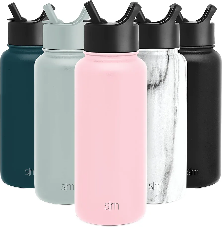 Simple Modern Water Bottle with Straw Lid Vacuum Insulated Stainless Steel Metal Thermos Bottles | Reusable Leak Proof BPA-Free Flask for Gym, Travel, Sports | Summit Collection | 32oz, Blush