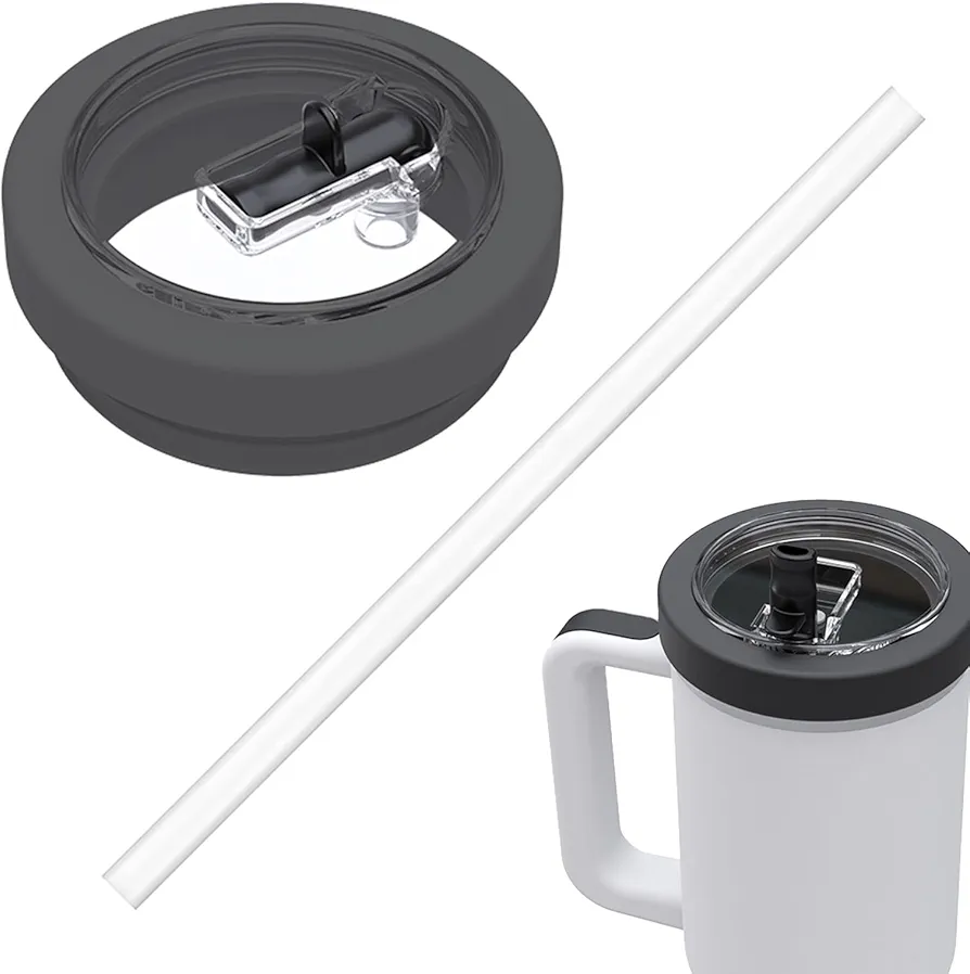 40 oz Replacement cup lid flip straw lid for stanley, Silicone Spill Proof Splash Resistant Cup Lid with Straw for 40 oz Stanley Cup Accessories (Black)