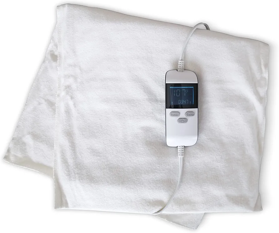 Extra Large Moist Heating Pad with Auto Shut Off for Cramps and Back Pain by ThermoRelief - Extra Hot Medical Grade Digital Electric Pad – King Size (26" x 14") Ivory