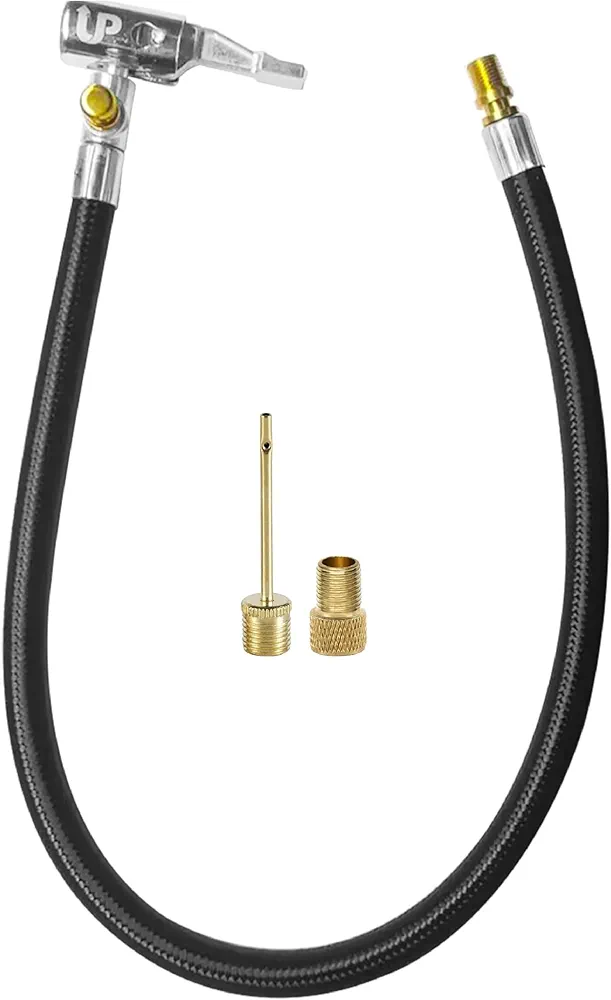 Quick Air Release Extention Replacement Hose for Tire Inflators | Portable Air Compressor | Tire Valve Air Chuck Lock | Air Tire Inflator Pump Hose | Presta Valve + Ball Needle (20''/50.8cm)
