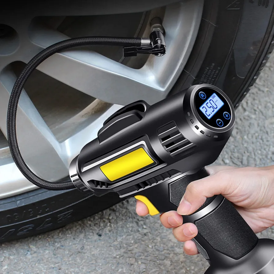Tire Inflator - Portable Electric Vehicle Tire Air Pump, Wired Car Tire Pump, Car Power Adapter, Digital Pressure Gauge, Car Air Pump for Car Gifts