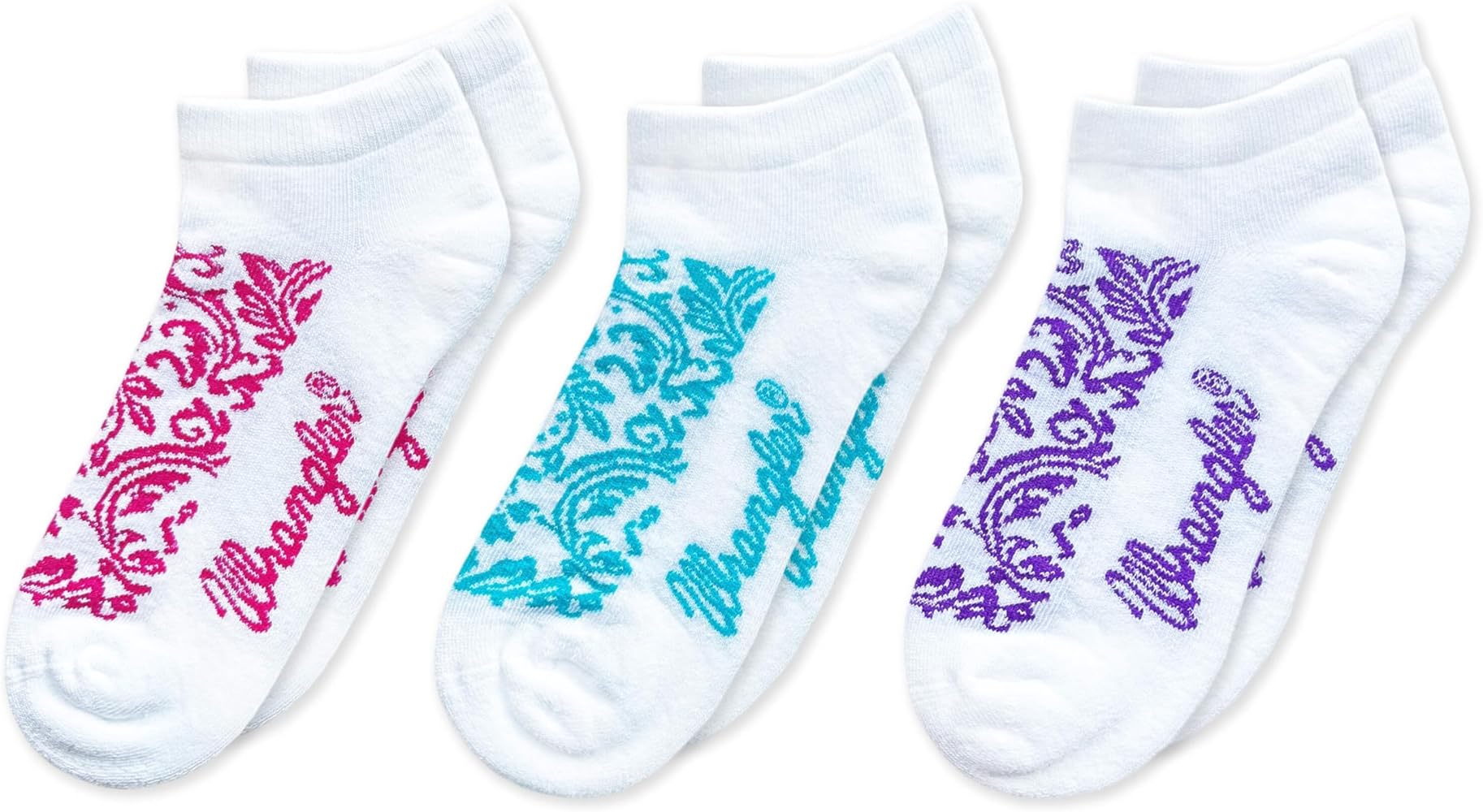 Wrangler Women's Western Floral Pattern Seamless Cushion Sport Low Cut Socks 3 Pair Pack