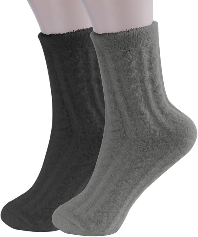 Womens Winter Warm Fuzzy Socks Casual Fleece Soft Slipper Socks 2 Pairs