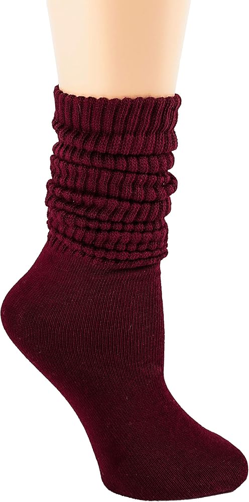 PICCOLO HOSIERY Lightweight Soft Cotton Slouch Scrunch Socks Size 9-11 - Fits Teen, Girl, Womens Shoe Size 6-9, 1 Pack