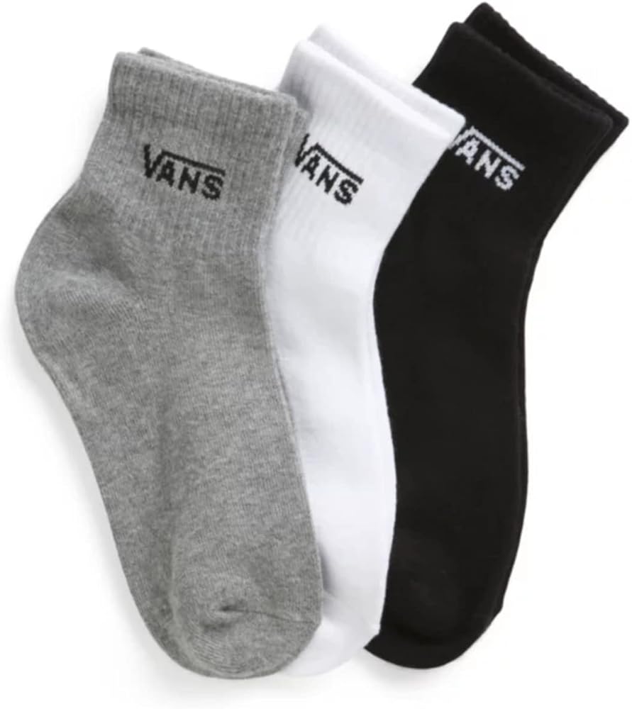 Vans | Women's, Half Crew Socks, 3-Pack (Black/Grey/White, 6.5-10)