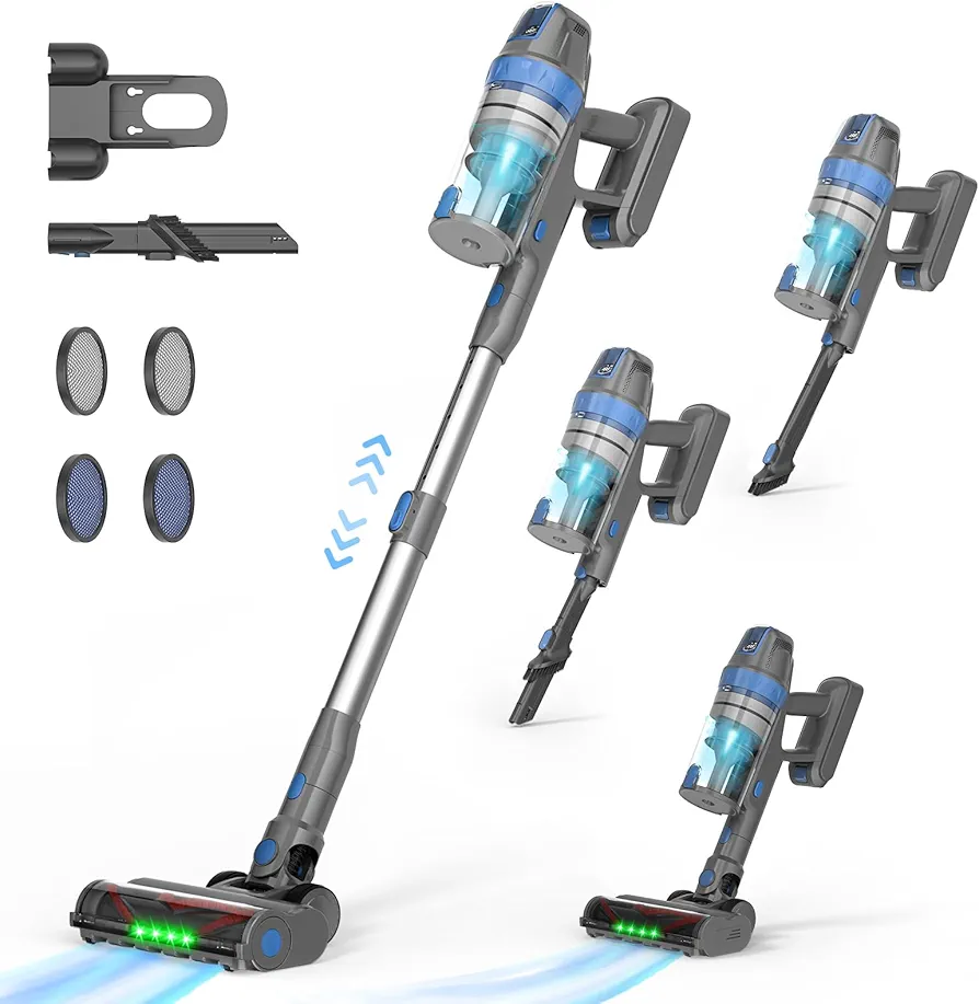 Girnoor Cordless Vacuum Cleaner, 38KPA Powerful Suction, 450W Brushless Motor & LED Display, Cordless Stick Vacuum with 55 mins runtime, Lightweight vaccum for PetHair Hardwood Floor Carpet