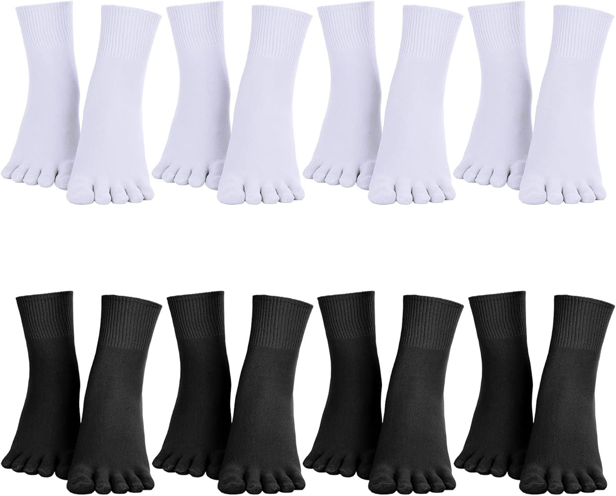 Bencailor 8 Pairs Womens Toe Socks Soft Breathable Ankle Five Toe Socks Thin Crew Finger Separator Socks for Athletic Running