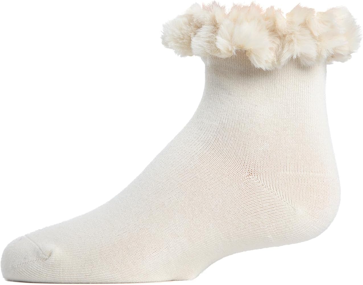 MeMoi Faux-Fur Cuff Cotton Blend Anklet Socks