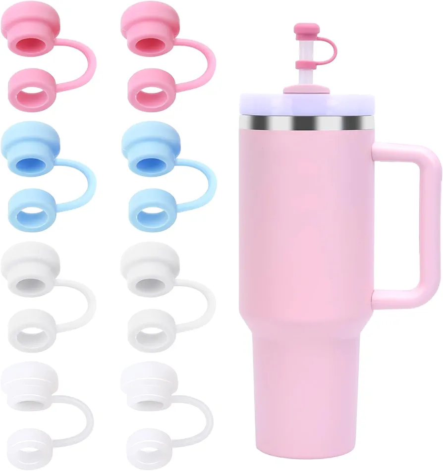 8pcs Silicone Straw Cover Cap For Stanley Cup H2.0/1.0 30oz/40oz, Reusable Dust-Proof Straw Cap For All 10mm Straws, Straw Stopper For Stanley Cup Accessories Soft Straw Topper Straw Covers